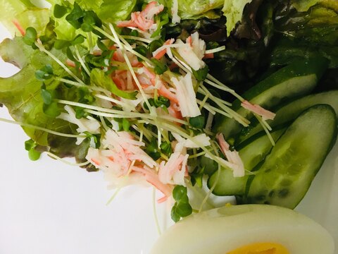 ブロッコリースプラウトとカニカマ和え♡生野菜サラダ
